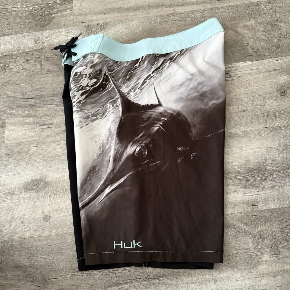 Huk Fishing Board Shorts Mens 34 Performance Fabrics Stretch Quick Dry Sailfish